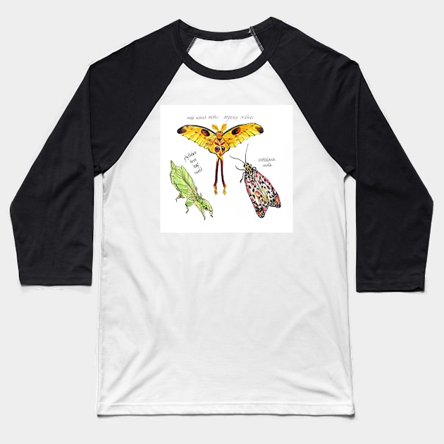 Bugs Trio colouring pencil and pen illustration Baseball T-Shirt by sadnettles